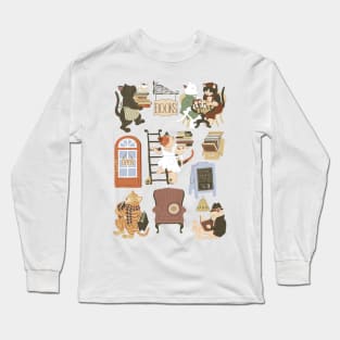 book shoppe cats Long Sleeve T-Shirt